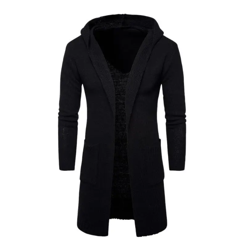 Men Sweater Cardigan Long Camisa Masculina Mens Slim Fit Hooded Knit Fashion Trench Coat Knitted Jacket |