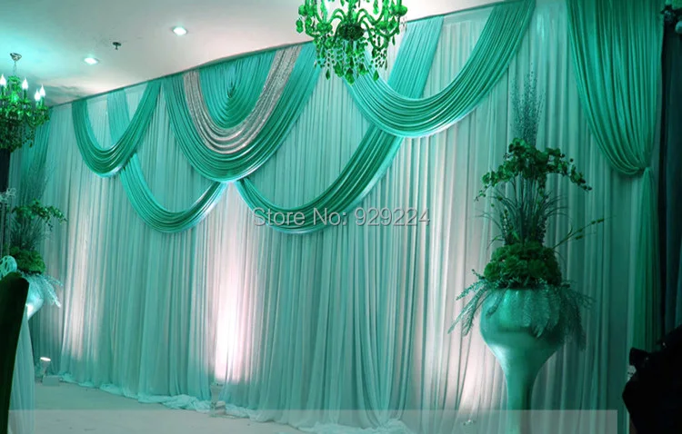 

wedding stage curtain with Beatiful Swag Wedding drape and curtain wedding backdrop 3m*6m marriage stage curtain