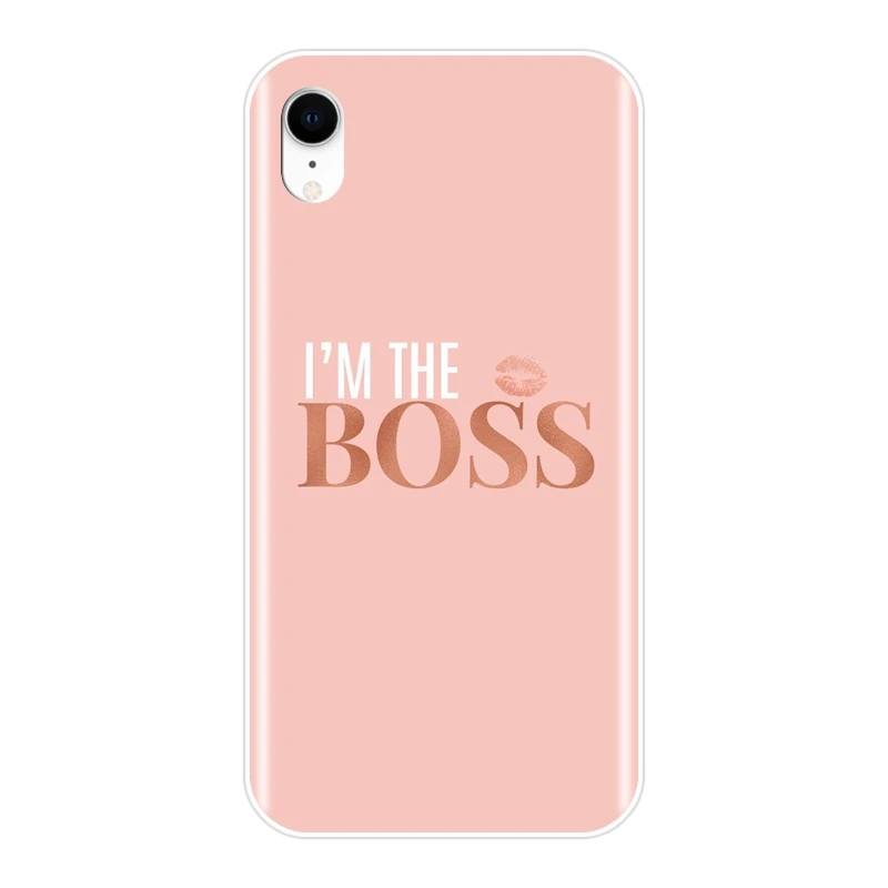 Phone Case For iPhone X XR XS MAX 8 7 6S 6 S Soft Silicone Girl Boss Pink Women Cartoon Back Cover Plus |