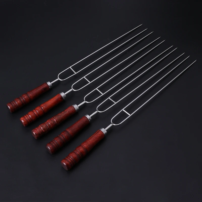 

5pcs Roasting Forks With Bag Camping Hot Dog Skewers BBQ Forks Barbecue Tool dls