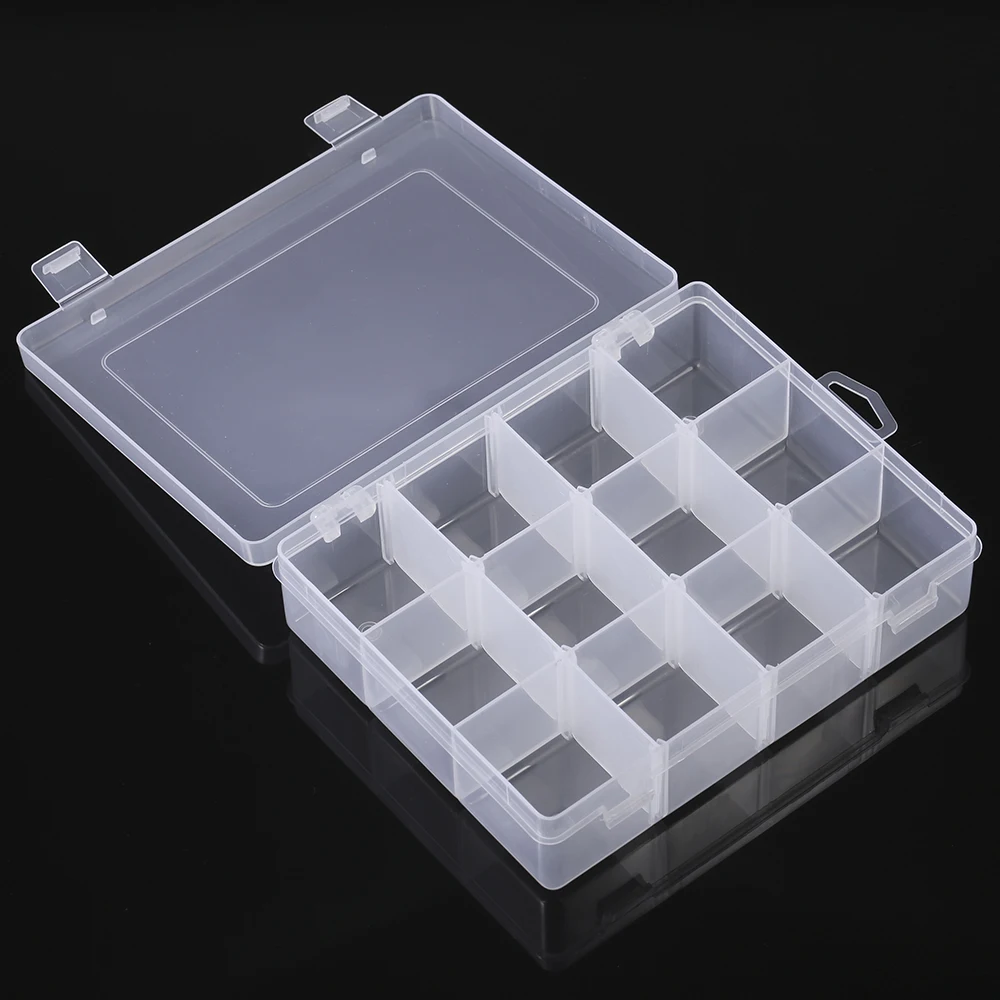 

Fishing Box Transparent Plastic 12 Grids Box Fishing Tool Baits Hooks Storage Organizer for Display Collection with Dividers