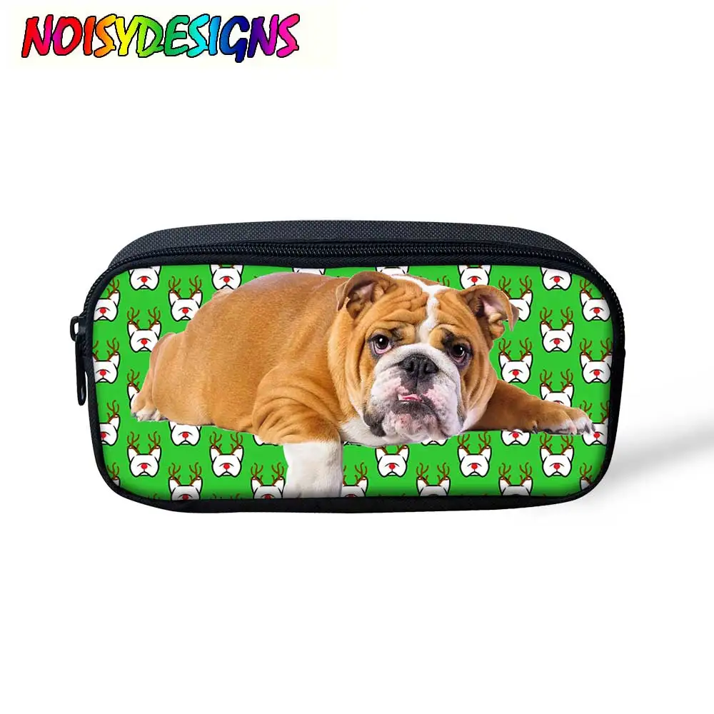 Чехол для карандашей с рисунком бульдога и животных большой