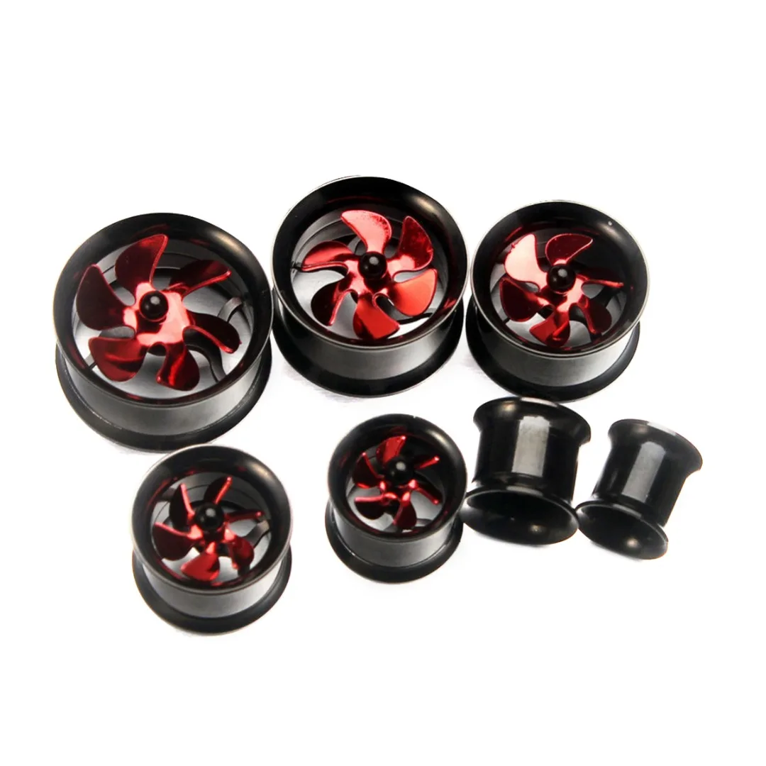 Вращающийся веер в стиле панк заглушка из нержавеющей стали красного и синего