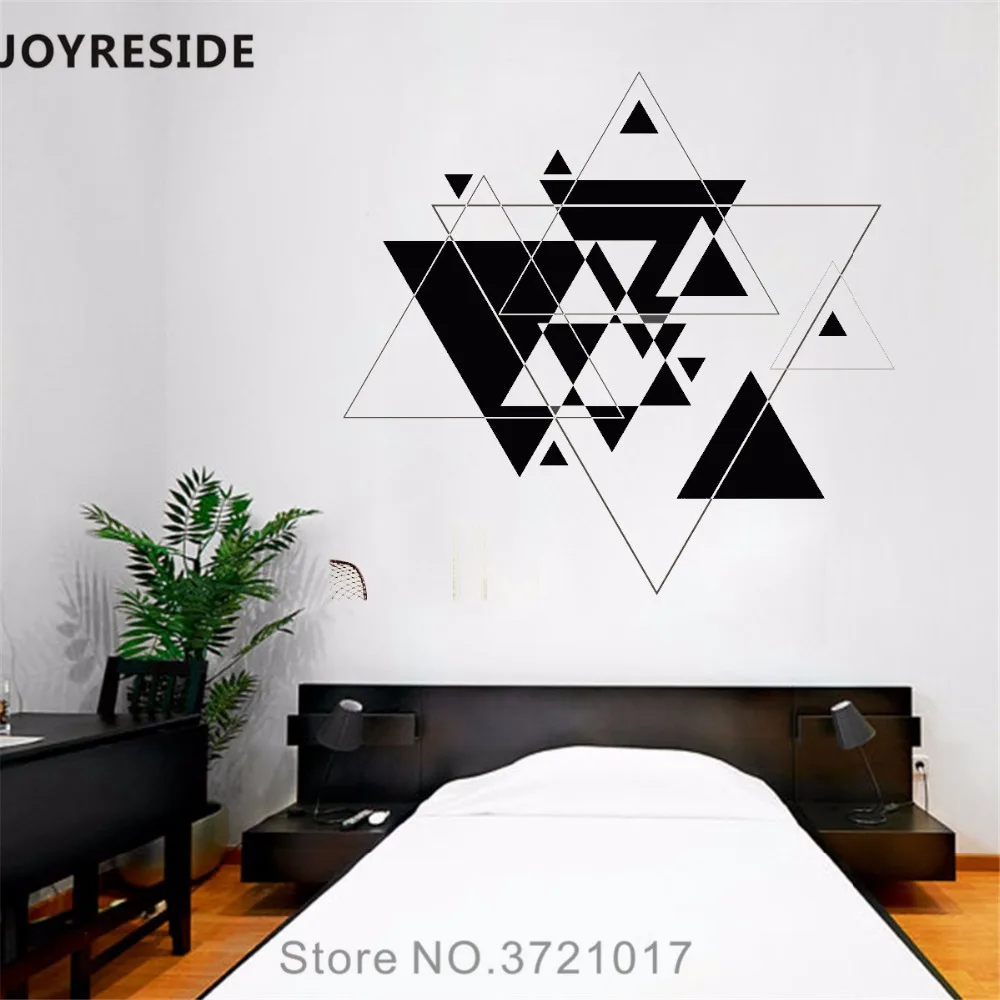 Joydware, треугольники, настенные наклейки, Геометрическая Наклейка на стену, Mid Century, виниловый Декор для дома, модный Декор для спальни, дизайн интерьера, A866