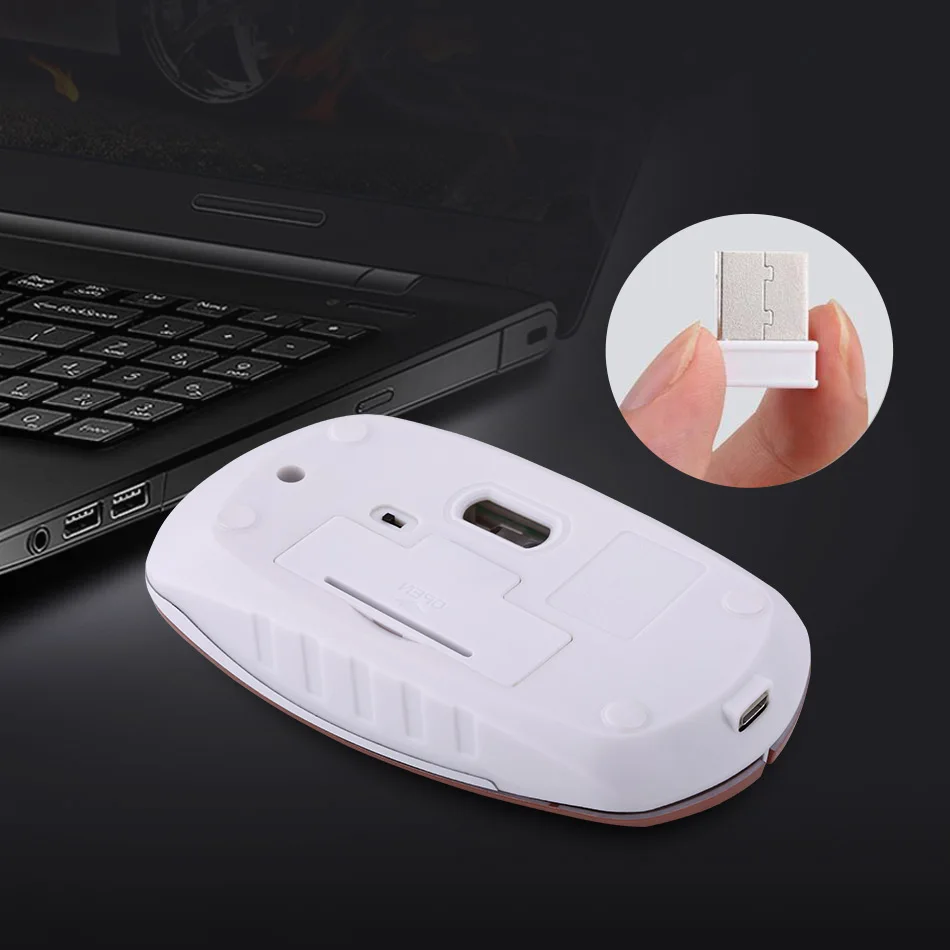 Inphic PM2 Перезаряжаемые USB Беспроводной Батарея Мышь Mute Тихая Бесшумная игровая для