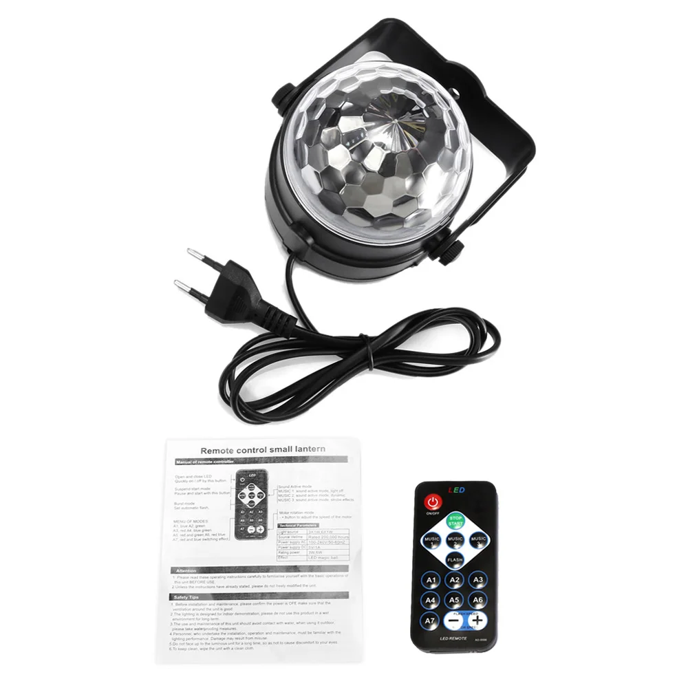 

New generation LED Crystal Magic Ball 3W Mini RGB Stage Lighting Effect Lamp Bulb for Party Disco Club DJ Light Show US/EU Plug