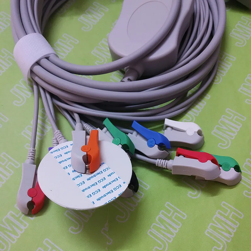 Совместим с EDAN SE 1/SE 3/SE 601A EKG машина цельный 10 свинцовый ECG кабель и зажим leadwires IEC
