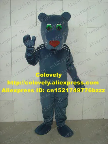 New Blue Panther Mascot Costume Mascotte Leopard Pard Cougar Jaquar With Green Bright Eyes Big Red Nose Adult No.768 Free Ship |