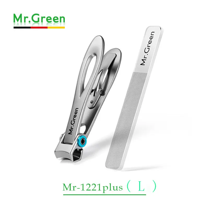 MR. GREEN кусачки для ногтей Триммер из нержавеющей стали инструменты для ногтей маникюр толстые кусачки для ногтей Ножницы со стеклянной пилкой для ногтей - Цвет: MR-1221plus