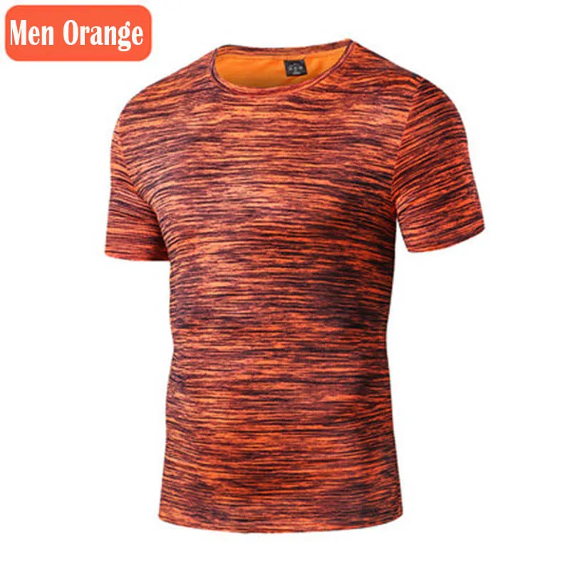 Men Orange Спортивная рубашка для мужчин и женщин, футболки для фитнеса и бега, дышащая быстросохнущая футболка, уличная, унисекс, спортивная одежда для тренировок, бега - Цвет: Men Orange