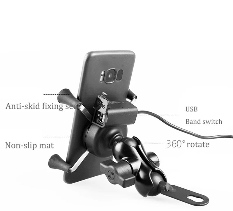 Держатель подставка для мотоцикла и велосипеда с USB зарядным устройством быстрое