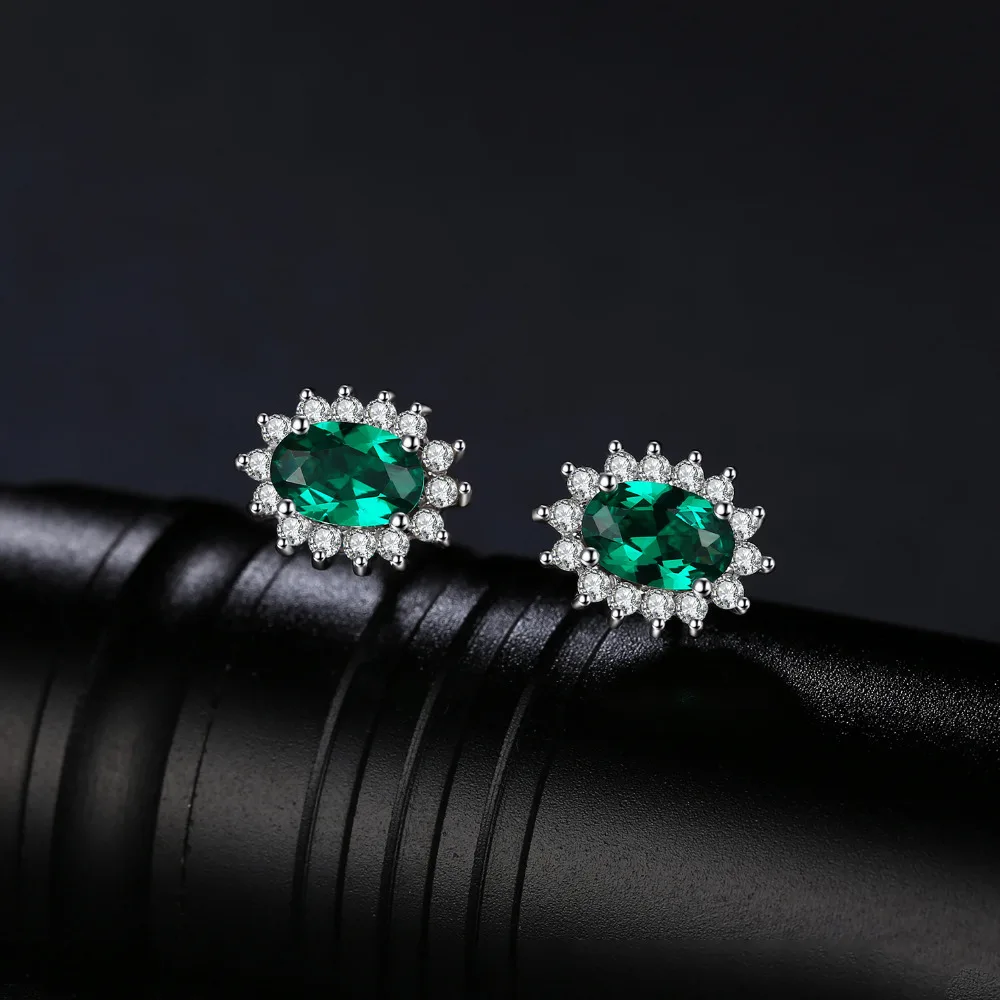 Jewelrypalace Овальный 2.5ct создан Изумруд Серьги 925 серебро серьги для Для женщин