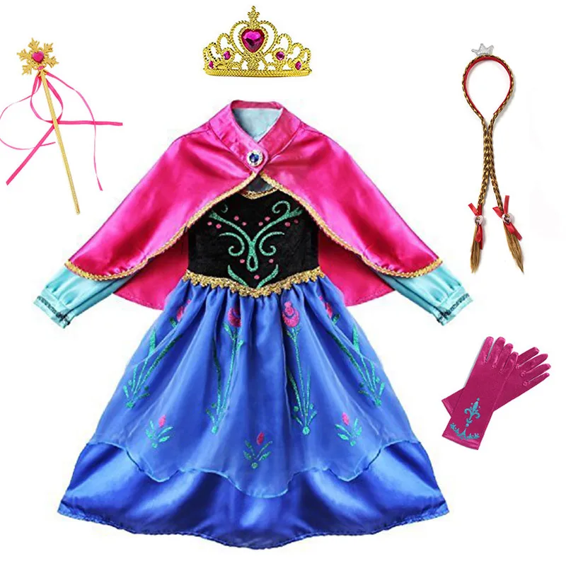 Dress Set-6 Вечерние костюмы принцессы Анны; Карнавальный костюм для девочек; детская одежда для карнавала; нарядное платье Снежной Королевы на Хэллоуин, день рождения - Цвет: Dress Set-6