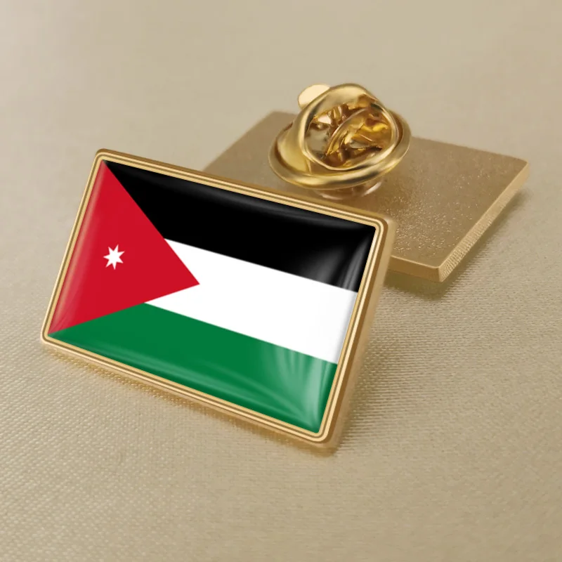 Герб Jordan Jordanese карта Национальный флаг Эмблема с национальным цветочным брошь