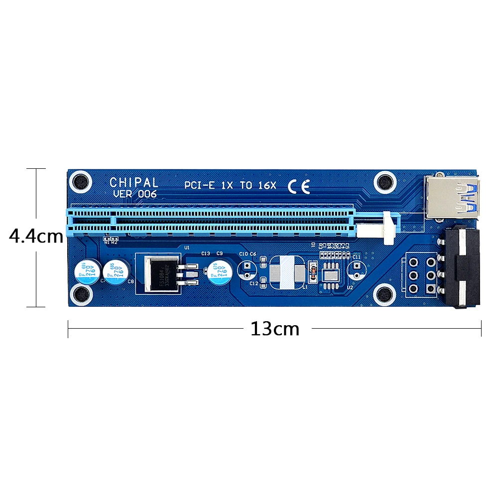 CHIPAL стабилизатор напряжения 006 PCI E 1X к 16X переходная карта 100 см USB 3 0 кабель 4Pin SATA