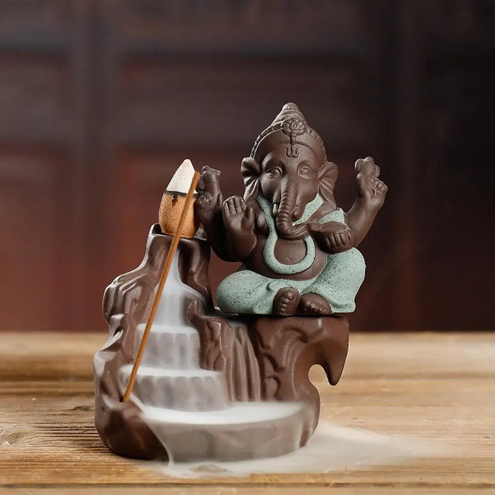 Новинка Ganesha курильница для благовоний горелка Бог слон эмблема благоприятный и успех керамическая конусная кадильница украшения дома ремесла