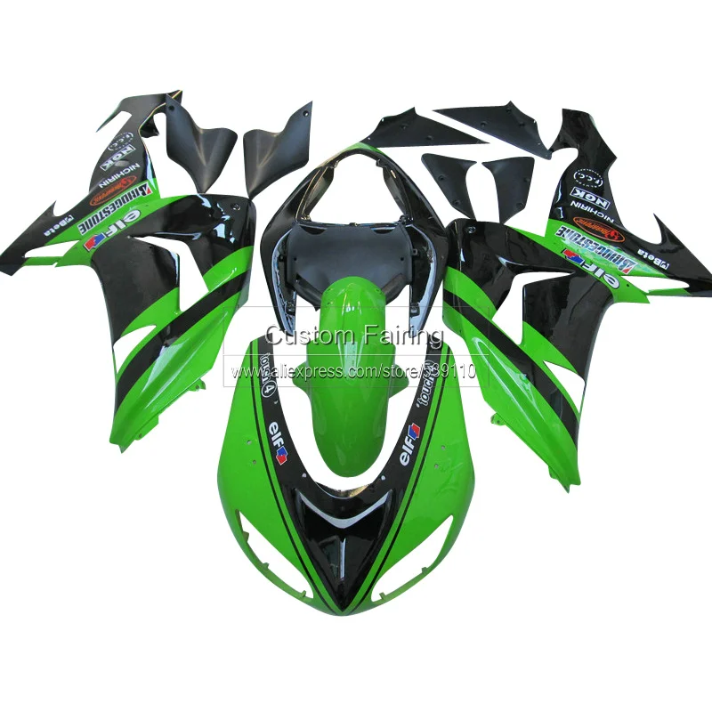 Поп Обтекатели для Kawasaki ZX10R zx * 10r 2007 2006 Ninja черный 07 06 зеленый обтекатель ZR22|Полные