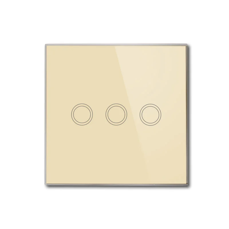 EU/UK Standard Vhome Touch Switch 3 Gang 1 Way Gold Crystal Glass panel Light Screen Wall For LED Lighting | Обустройство дома