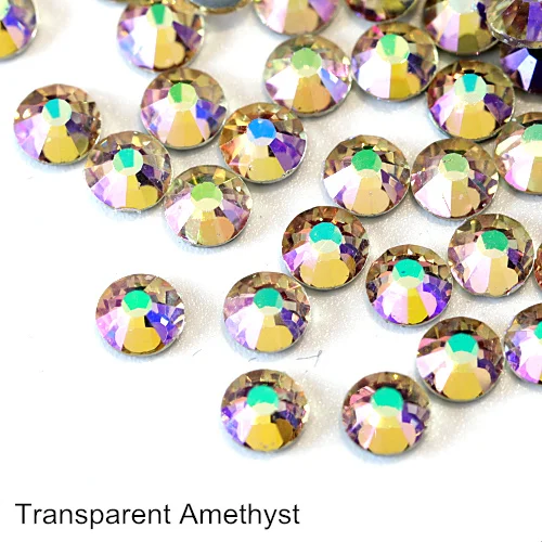 Transparent Amethyst 41 цвет 5 размеров высокое качество кристалл AB Горячая фиксация стразы стекло страз железо на белом горячей фиксации Стразы для DIY одежды B0890 - Цвет: Transparent Amethyst