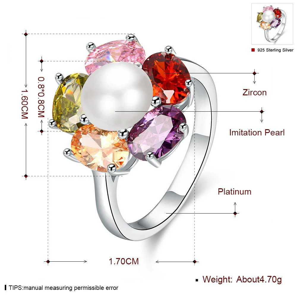 AINUOSHI роскошное кольцо с цветком разноцветное 3.75ct Sona имитация жемчуга
