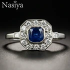 Кольцо из серебра 925 пробы с аквамарином и фианитом