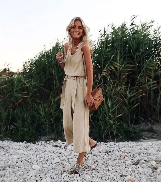 Женские повседневные Комбинезоны без рукавов Boho свободные брюки до щиколотки с
