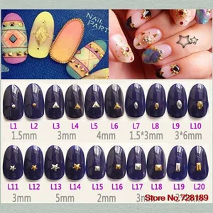 Мини-шпильки для ногтей в горошек, квадратные золотые 3D металлические заклепки, украшения для ногтей, стразы, треугольные серебряные инструменты для ногтей