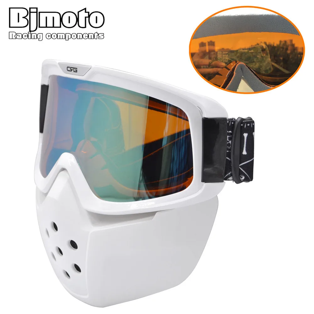 

New Detachable Motorcycle Goggles Glasses Mask Visor Ski Snowboard Motocross Oculos Gafas for Open Face Motorcycle Half Helmet