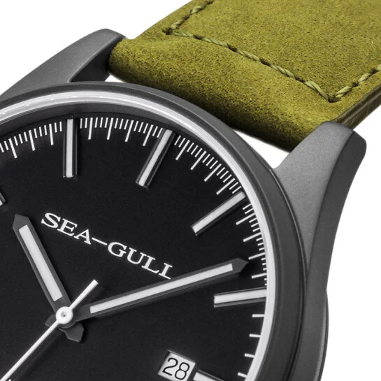 Часы Seagull из натуральной кожи PVD Мужские Классические винтажные светящиеся