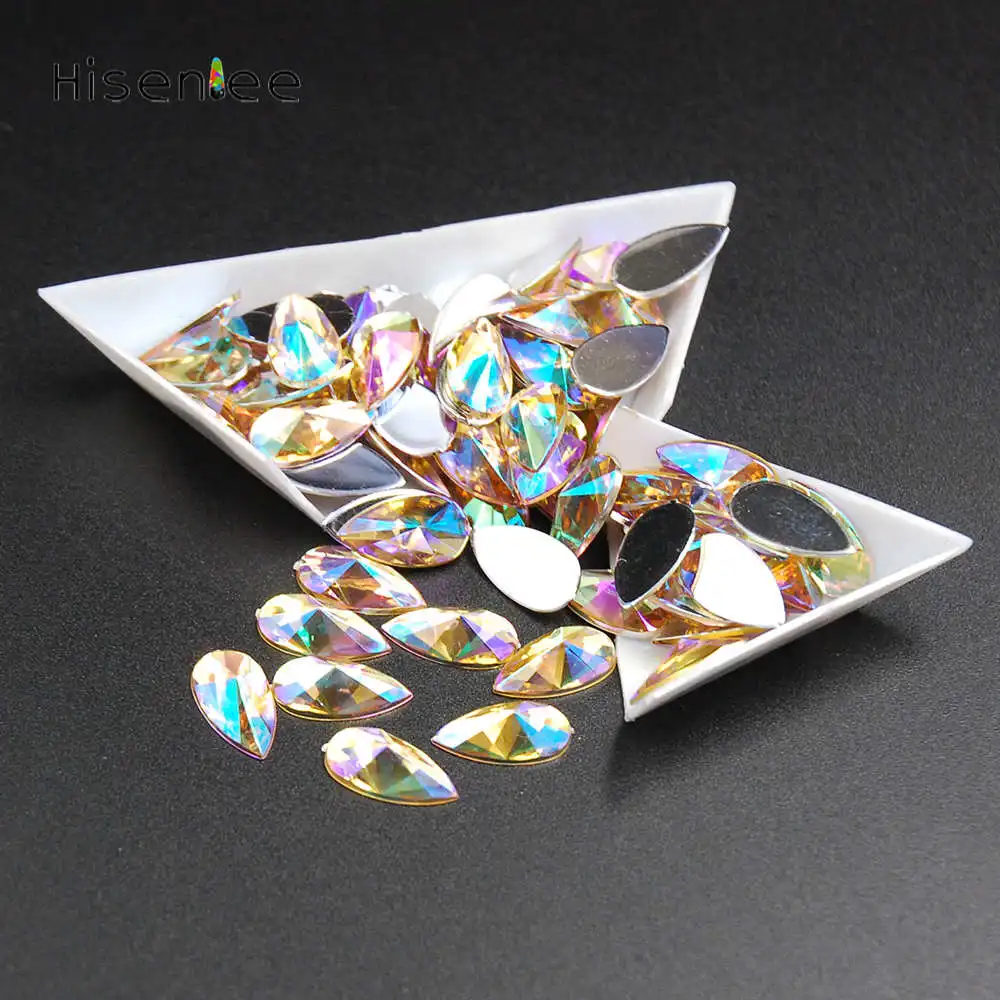 Hisenlee, 8x13 мм, акриловые, плоские с оборота, гематит, кристаллы, блестящие стразы, для использования одежды, украшения дома, сделай сам, 500 шт, драгоценный камень