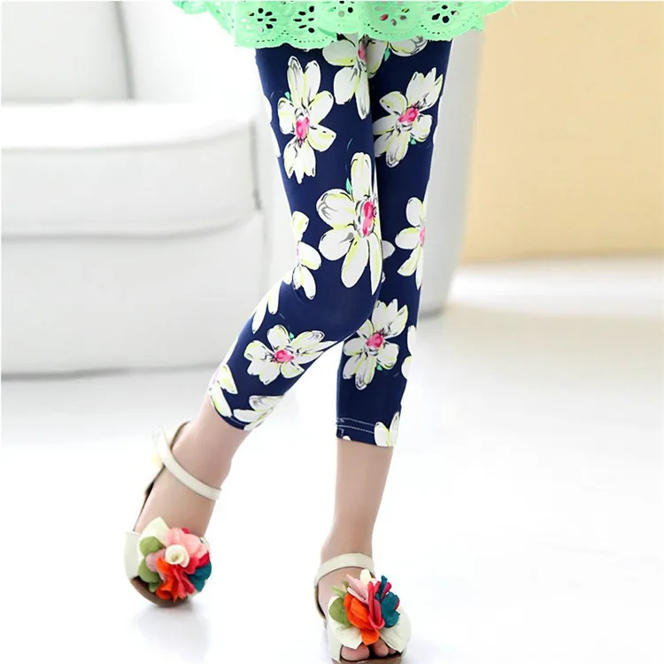 Детские штаны для девочек леггинсы летние детские с цветами Модные узкие
