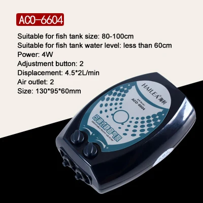 ACO-6604 4W Hailea воздушные насосы кислородный насос для аквариума 2 Вт 2,5 Вт 3 Вт 4 Вт 1/2 розетки аксессуары для аквариума воздушный компрессор 220 В США Великобритания Австралия вилка ЕС - Цвет: ACO-6604 4W