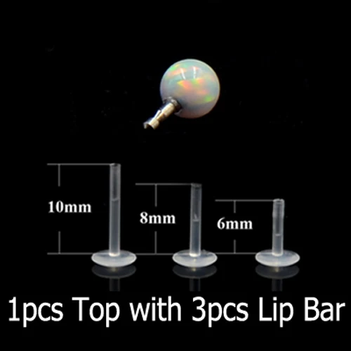 Opal 17 Опал гибкий Bioplast Пресс Fit Labret кольцо хирургическая сталь PTFE ухо траг серьги, Надеваемые На ушной хрящ Сережка для пирсинга губы Украшения для тела 16 г - Окраска металла: Opal 17