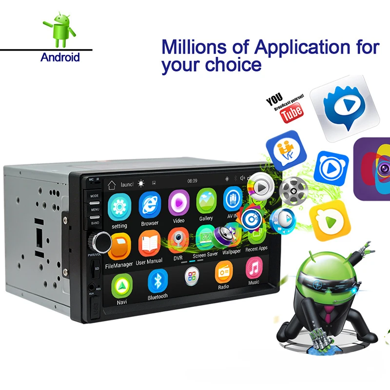 2Din Android автомобильный мультимедийный плеер 7 &quotемкостный экран с рулевым колесом