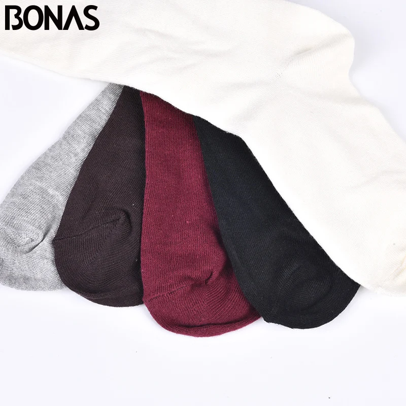 BONAS, 3 шт., гольфы, теплые чулки, Женские однотонные гольфы, женские хлопковые чулки для девочек, пушистые зимние носки, 53 см