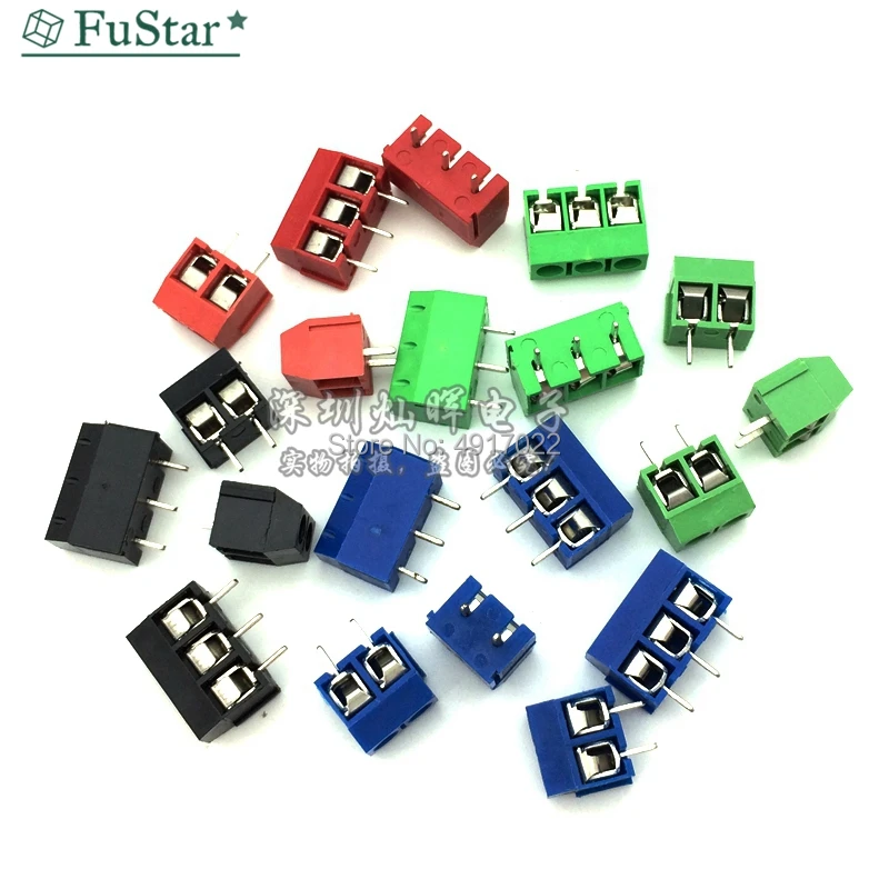 20 шт. Клеммная колодка KF301 2 P 3 5 мм Pin pcb коннектор синий зеленый красный и черный на