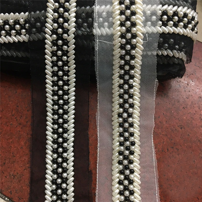 

2yards 3cm Pearl Beaded Lace Trim Mesh Fabric DIY Handmade Sewing Accessories Wedding Dress Clothing Belt Collar Lace Applique