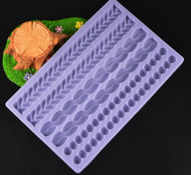 3D вязать веревки силиконовые жемчужное помадка плесень торт границы украшения