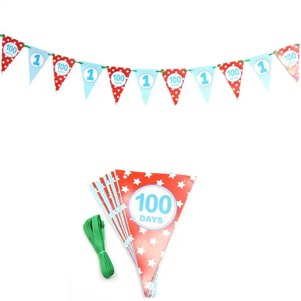 Red 100 days 1 набор, красочные бумажные флаги и баннеры, гирлянды, цветочные баннеры, сделай сам, для детей, на день рождения/свадьбу, вечерние, декоративные принадлежности - Цвет: Red 100 days