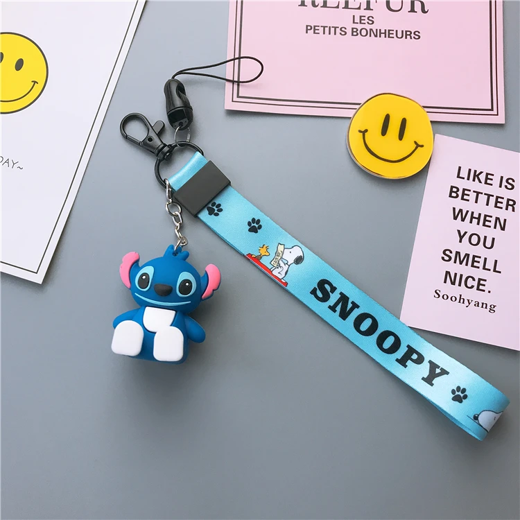 Cute Stitch cartoon phone toy stander+ strap Mobile Phone Straps Cute luna cat Cony pink panther bear strap for iPhone