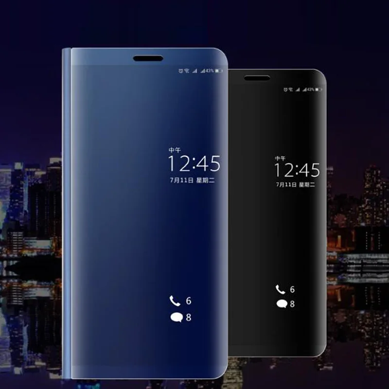Для huawei P Smart Шикарный чехол с глянцевой поверхностью вид откидная крышка для huawei PSmart Стенд кожаный чехол P Smart крышка FIG-LX1 Capa