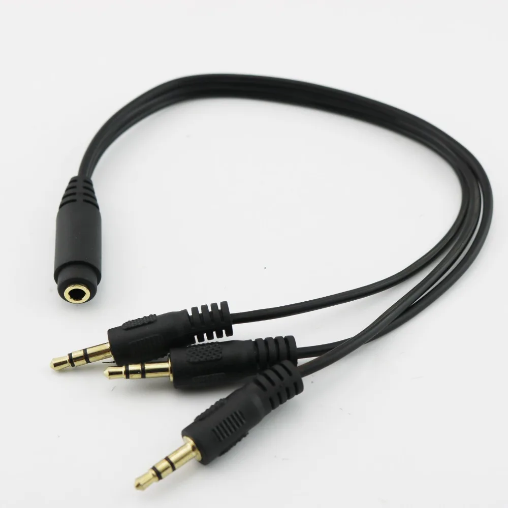 

10x Gold Plated 3.5mm TRS Stereo Female 3 Pole Jack to 3x 1/8" 3 Pole Male Plug Audio Headphone Adapter Splitter Cable 30cm/1ft