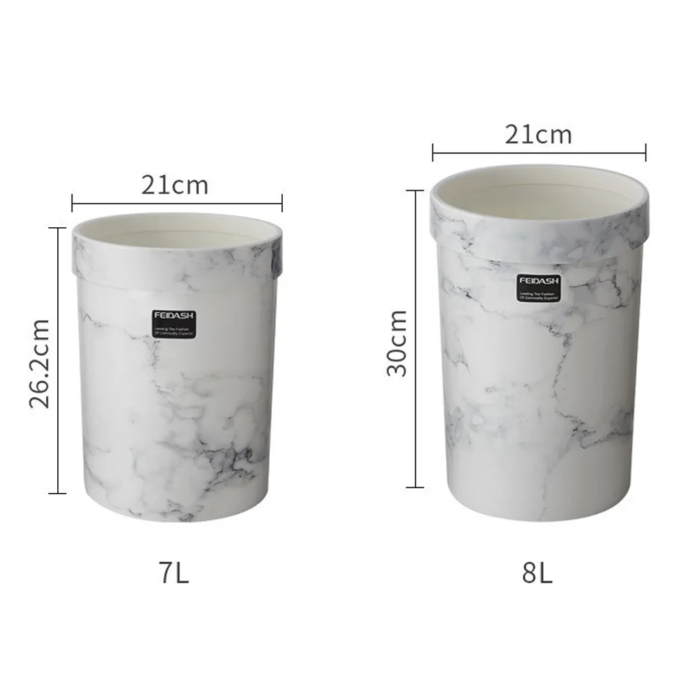 Офисное ведро для мусора без крышки мусорное в европейском стиле с мраморным