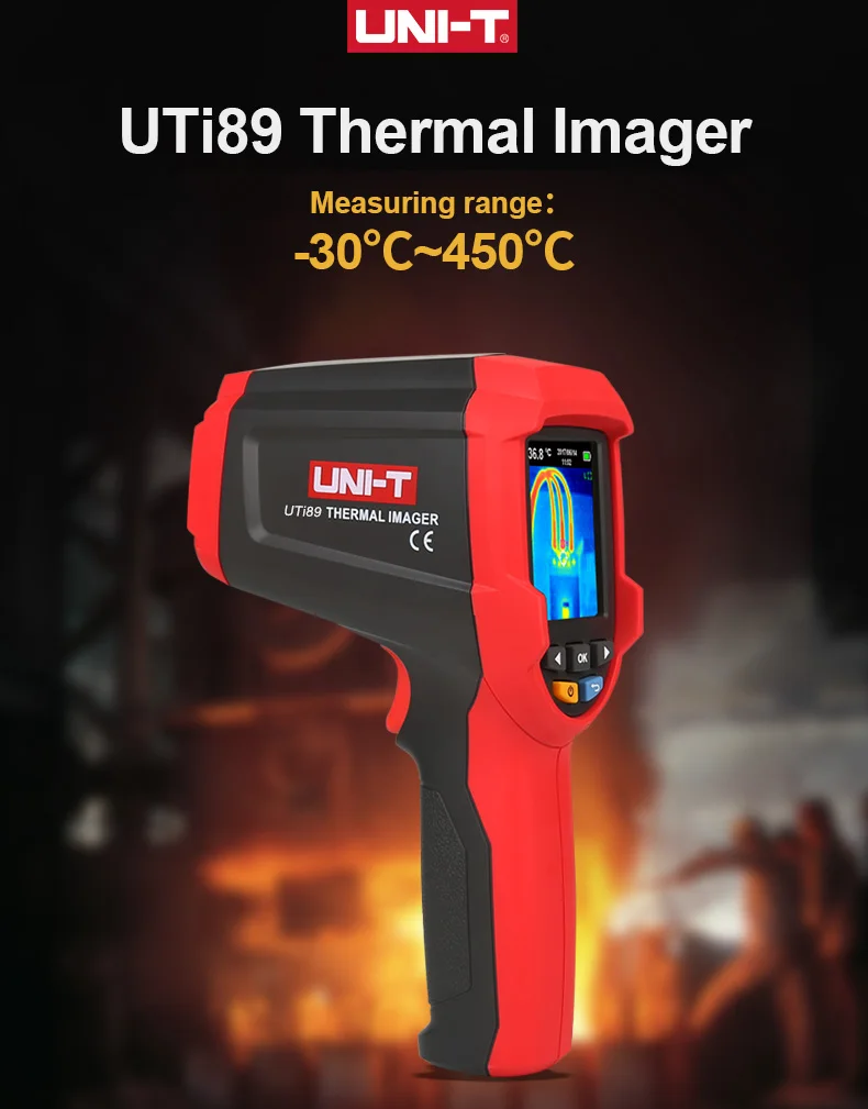 UNI-T UTi89 тепловизионная камера Инфракрасный термометр Imager-30C до 450C градусов 4800 пикселей Высокое разрешение цветной экран