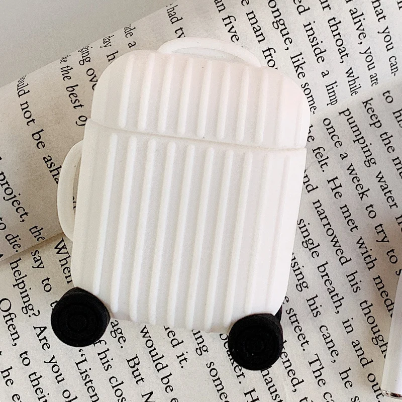 Новинка, защитный чехол для airpods в форме чемодана, bluetooth-гарнитура Apple, силиконовая, анти-капля, мягкий чехол, аксессуары для хранения - Цвет: Белый