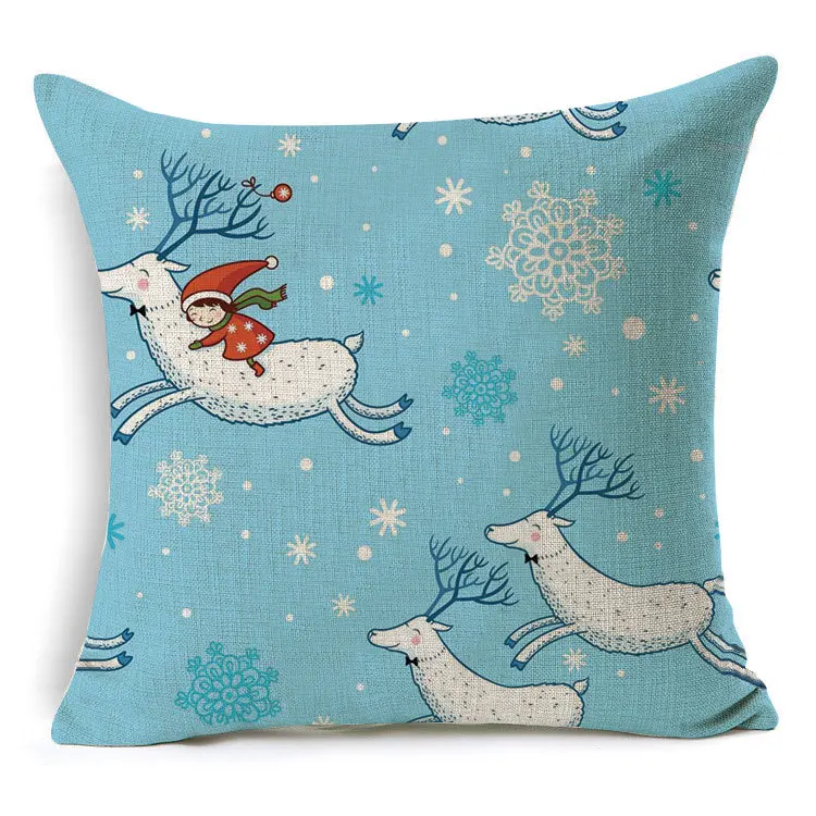 1Pcs 43*43cm Christmas Deer Gifts Pattern Cotton Linen Throw Pillow Cushion Cover Car Home Sofa Decorative Pillowcase 40483 - Цвет: X
