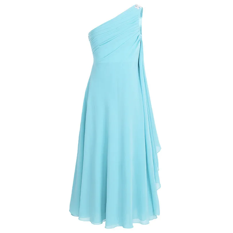 IEFiEL/Детское платье с цветочным узором для девочек Vestidos, шифоновое на одно плечо, со стразами, вечерние платья для первого причастия, летние торжественные платья