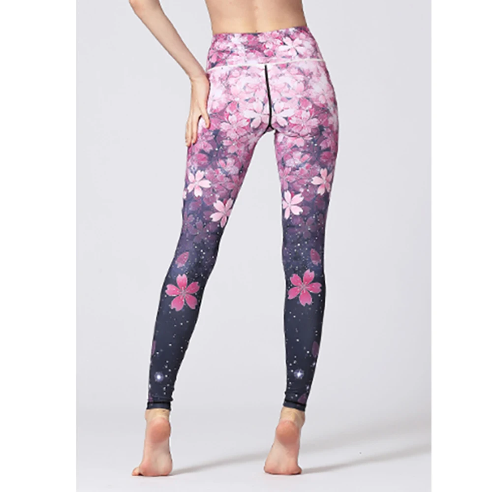 Леггинсы с цветочным принтом спортивные штаны Капри для занятий йогой женские