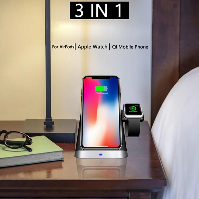 3 в 1 Быстрая Зарядка Qi Беспроводное магнитное зарядное устройство для Apple watch 2 3 4 Airpod Беспроводное зарядное устройство для samsung s9 крепление док-станция Подставка