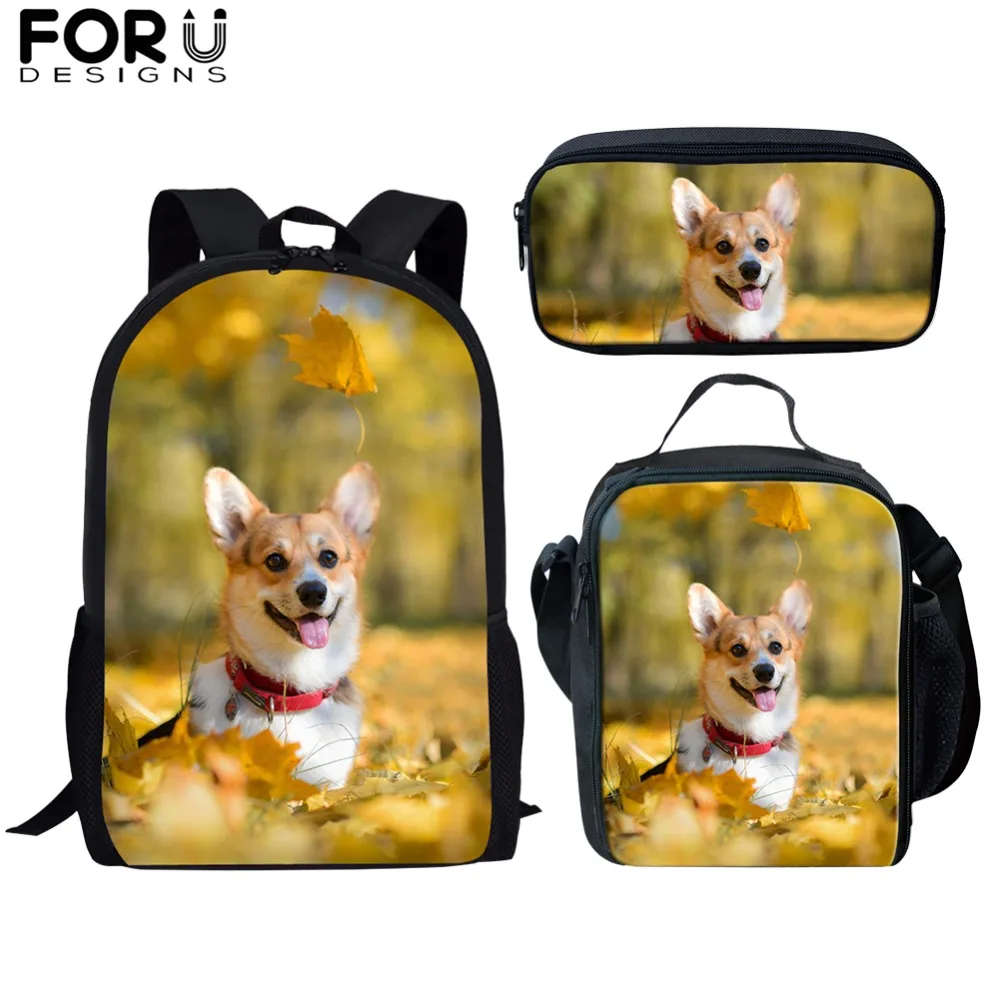 

FORUDESIGNS, детские школьные ранцы для девочек и мальчиков, валлийский корги, Pembroke, простые рюкзаки для подростков, портфель для учеников началь...